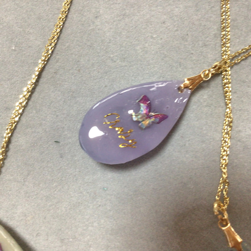 レジン 紫陽花ドライフラワー入り ネックレス 紫 ネックレス