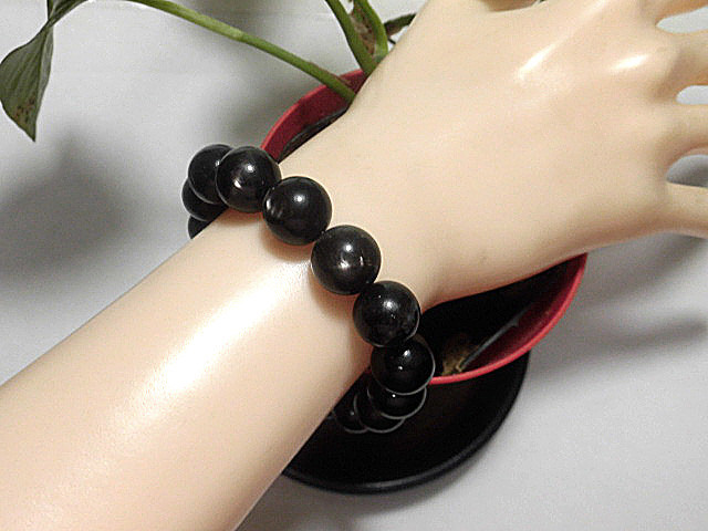 天然石 ハイパーシーン12.9mm～13.4mm玉ブレスレット 内周19.3cm         240101479