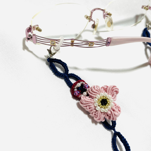 メガネチェーン　ハンドメイド　タティングレース メガネチェーン ハンドメイド タティングレース タティングレース