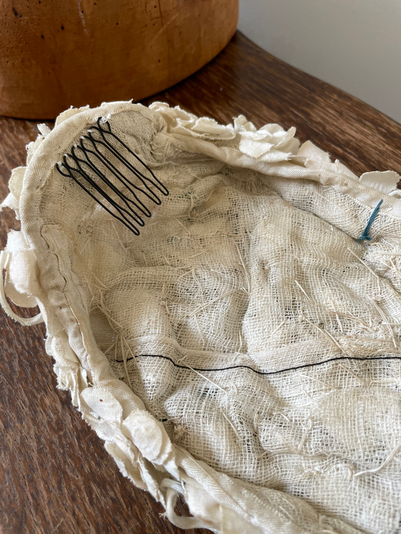 [一点もの] コットン小花のフランスアンティークボンネ 