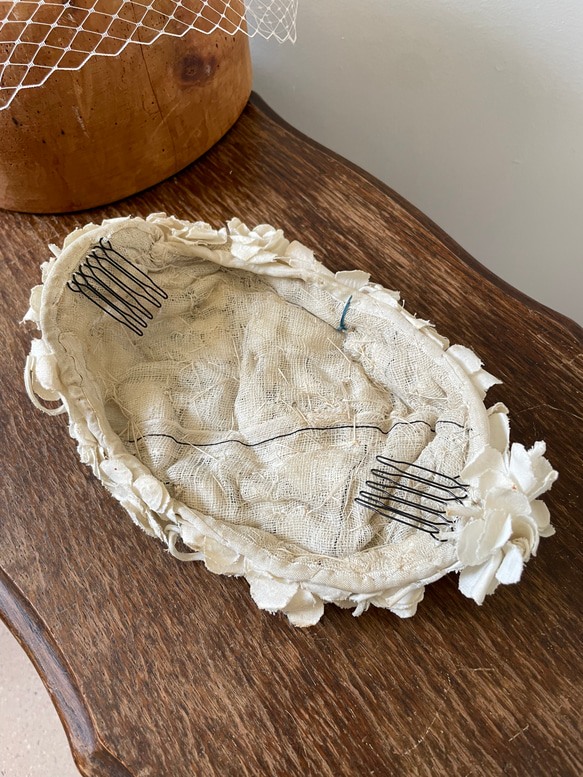 [一点もの] コットン小花のフランスアンティークボンネ 