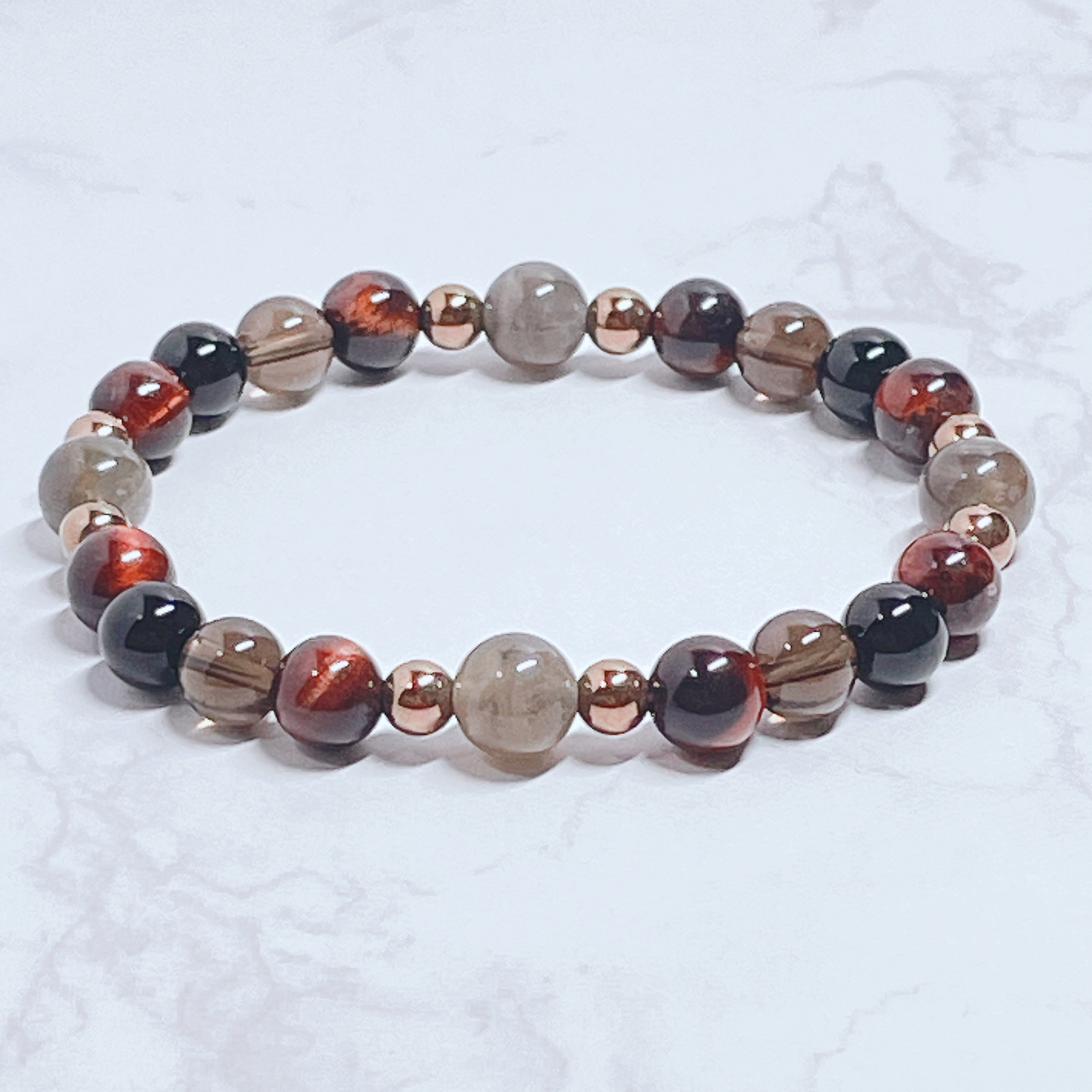 ✦依存心を取り除き、自分の力で生きる スキャポライト・レッドタイガーアイ・天然石ブレスレット No682再