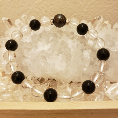 1点もの】隕石ブレスレット☆ギベオン隕石のブレスレット（ブラック