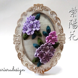 つまみ細工紫陽花の飾り 3枚目の画像