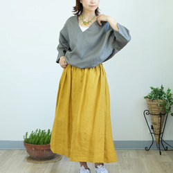 スクエアフォルムのリネンブラウス：グレー 5枚目の画像