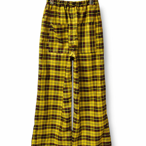 タータンチェック コットン ワイドパンツ:イエロー キュロット・ワイド