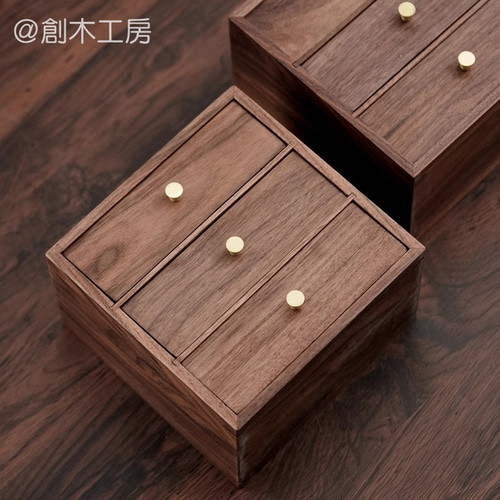 卓上整理 小物入れ 木製引き出し収納箱 三段 大容量 書類収納箱