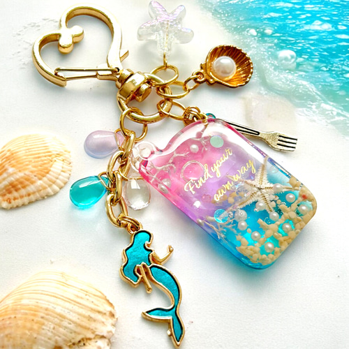 ゆらゆら動く*・゜マーメイドのガラケー シェイカー キーホルダー