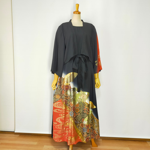 黒留袖アンサンブル*フレンチワンピース+ショートカーデ*裏地*正絹  