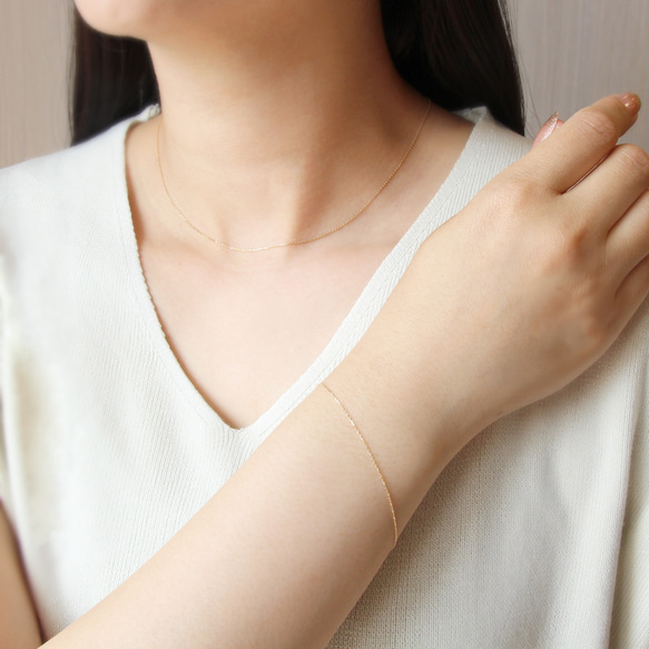 k18 18金 スクリューチェーン1.3mm ブレスレット チェーン