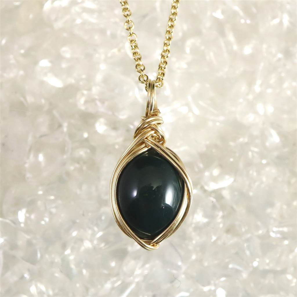 出雲碧玉 出雲石  10mmオーバル ペンダント 14KGF  ディレクトリーカード付 Type.B #27950 14,652円