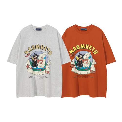 アルベロ❤　半袖Tシャツ ヴィンテージアニメのアルファベット半袖Tシャツゆったりとした半そで