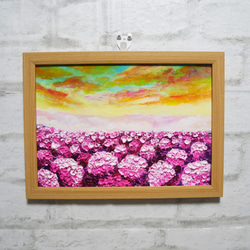 油絵 油彩 油彩画 絵 絵画【天空の夕日と紫陽花】 油絵 油彩 油彩画 絵 絵画【天空の夕日と紫陽花】 絵画 HR 通販