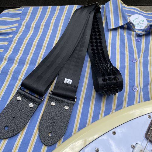 まっ黒スタッズシートベルトギターストラップ【ロング】 楽器