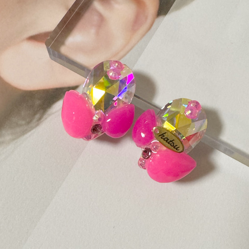 社交ダンスアクセサリー/ヘアアクセサリー/ピンク系 イヤリング