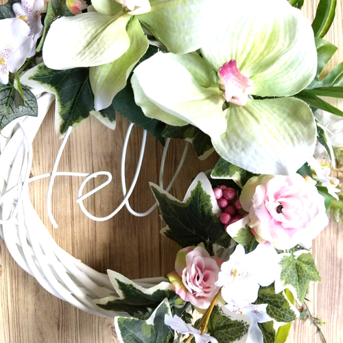 胡蝶蘭とオンシジュームの夏リース☆玄関リース☆造花リース☆アーティ