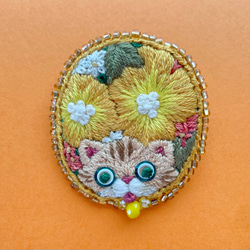 くるみボタン③①ハンドメイド刺繍ブローチヘアゴム ブローチ