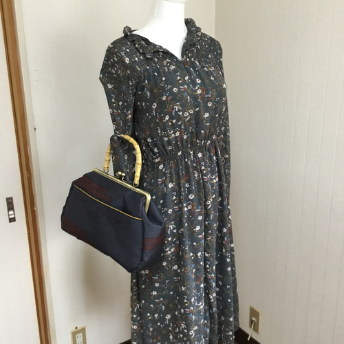 花ぷらら・ハンドメイド・リメイク・大島紬・カバン・がま口バック