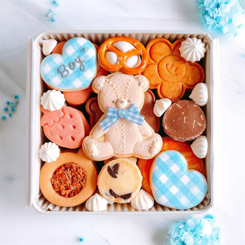 性別発表 内祝い 出産祝い]ジェンダーリビールクッキー缶♡ クッキー