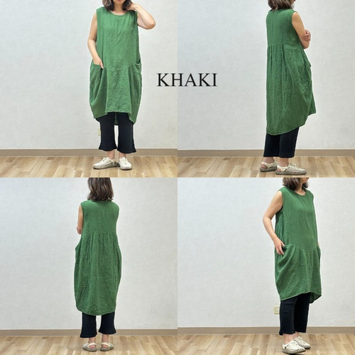 ノースリーブ ワンピース バルーンワンピース 天然素材 綿 リゾート
