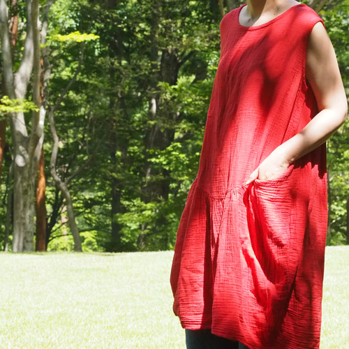 ノースリーブ ワンピース バルーンワンピース 天然素材 綿 リゾート