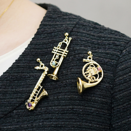 誕生石【ピンブローチ】楽器 トランペット／サックス／ホルン