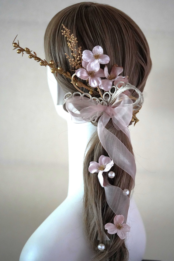 【ハナミズキ-headdress】ー 結婚式髪飾り /  成人式髪飾り / 卒業式髪飾りー(pink) 9枚目の画像