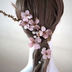 【ハナミズキ-headdress】ー 結婚式髪飾り /  成人式髪飾り / 卒業式髪飾りー(pink) 4枚目の画像