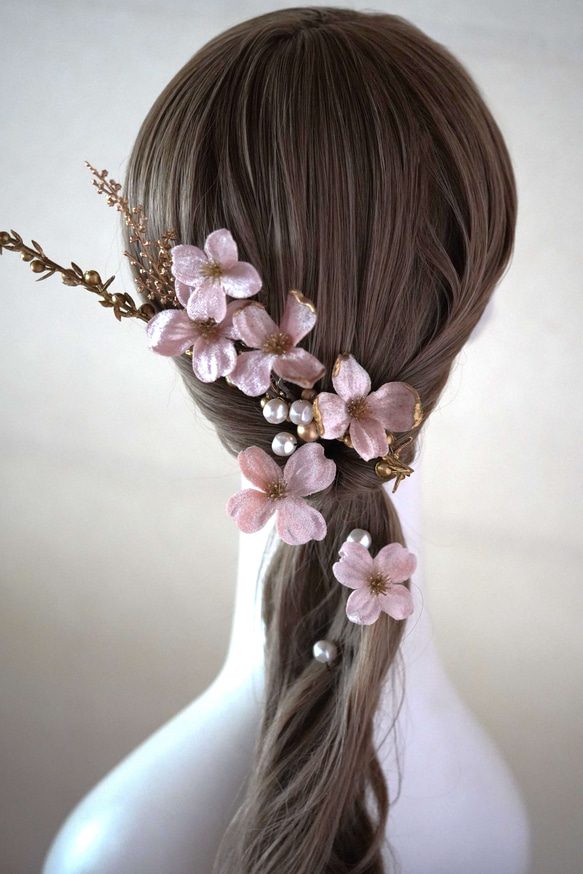 【ハナミズキ-headdress】ー 結婚式髪飾り /  成人式髪飾り / 卒業式髪飾りー(pink) 4枚目の画像