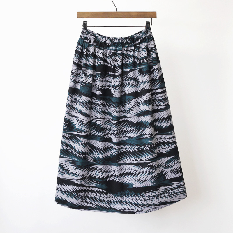 【受注制作】アフリカ布のギャザースカート（ さざ波 ）アフリカンプリント アフリカンファブリック