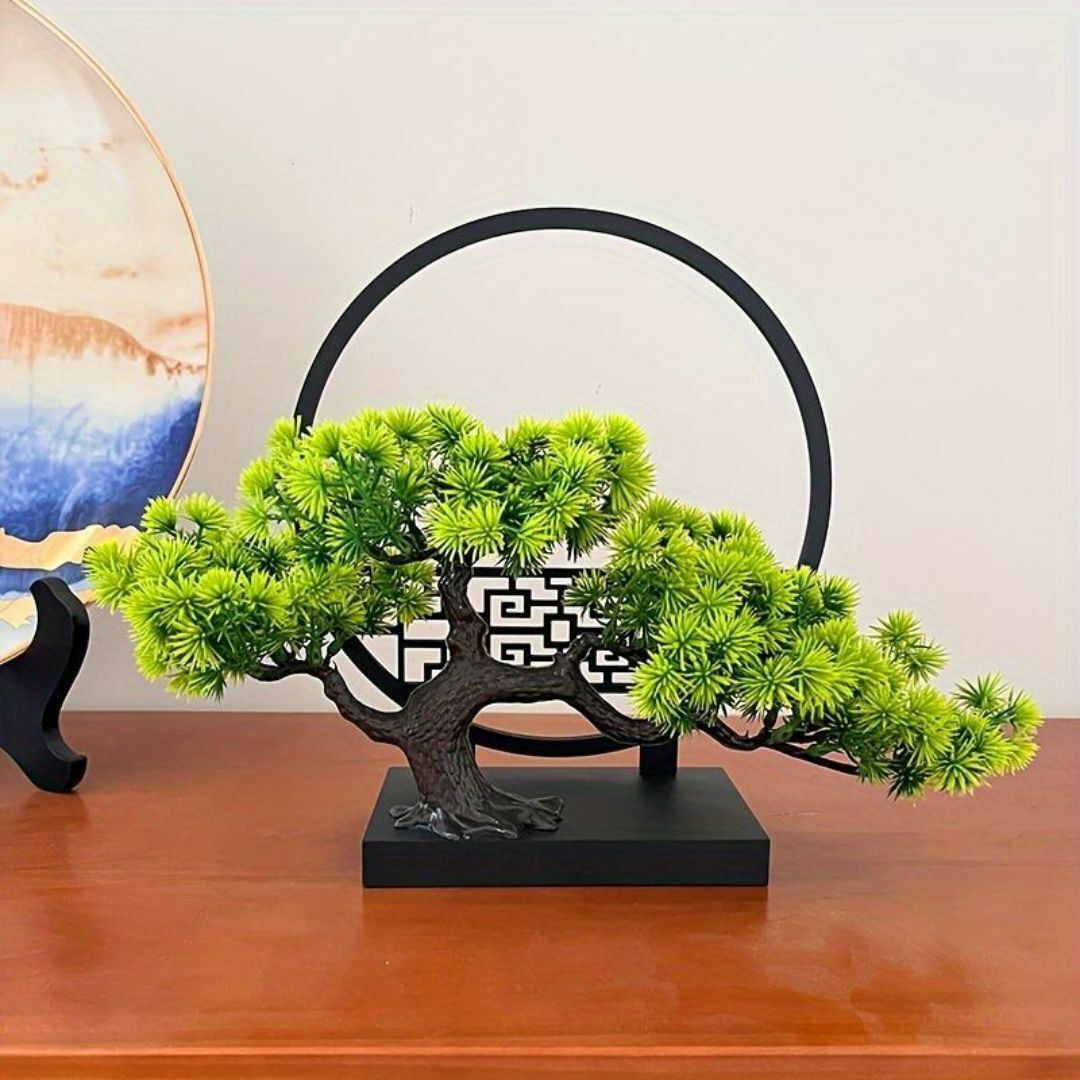 【日本製】人工盆栽　工芸盆栽　フェイクグリーン　盆栽　造花　観葉植物　中品盆栽