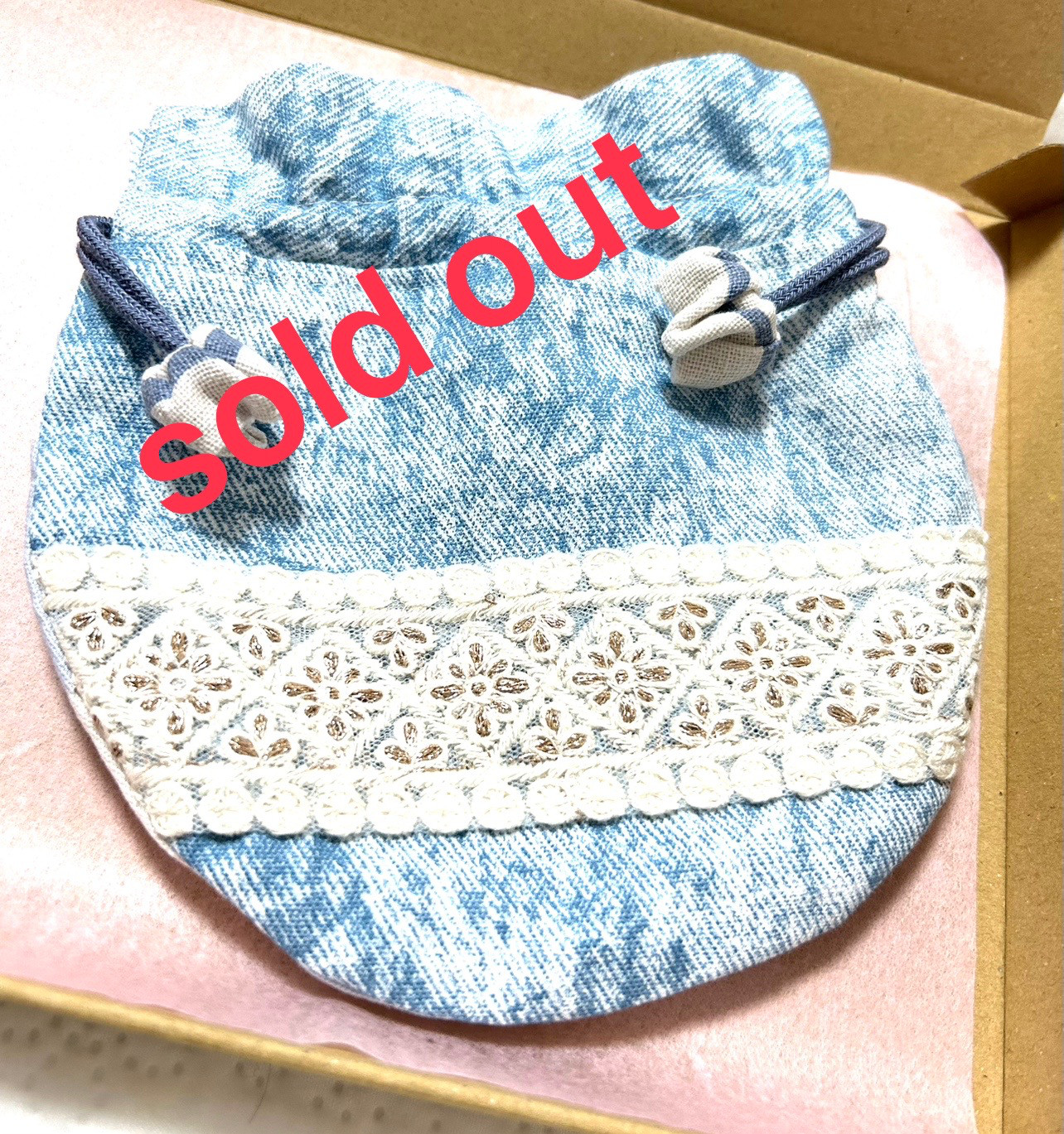 «505»´◤完売しました◢    -まんまる巾着ポーチ´-インド刺繍リボン