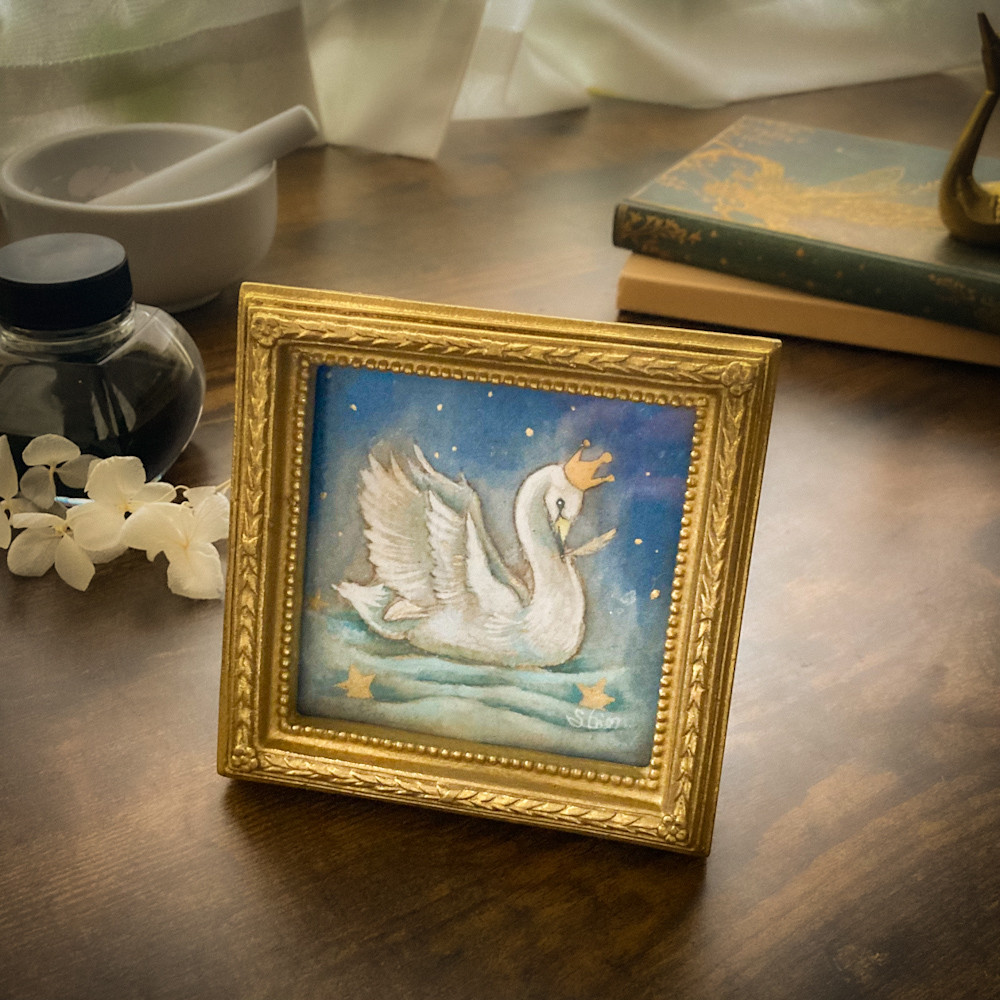 絵画・額縁・版画・山家 久幸・新品未使用・白鳥城の紅葉・美術品・インテリア・雑貨 白鳥の王さま-A 絵画 紫苑工房 -Atelier Shion- 通販 17825204｜Creema