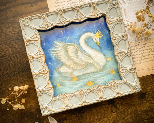 白鳥の王さま 14×14cmサイズ / 原画 アンティーク インテリアアート