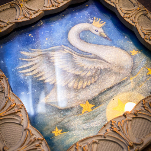 白鳥の王さま 14×14cmサイズ / 原画 アンティーク インテリアアート