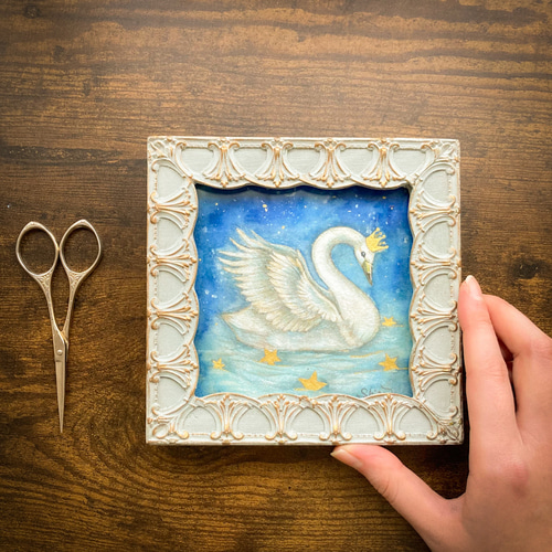 白鳥の王さま 14×14cmサイズ 絵画 紫苑工房 -Atelier Shion- 通販