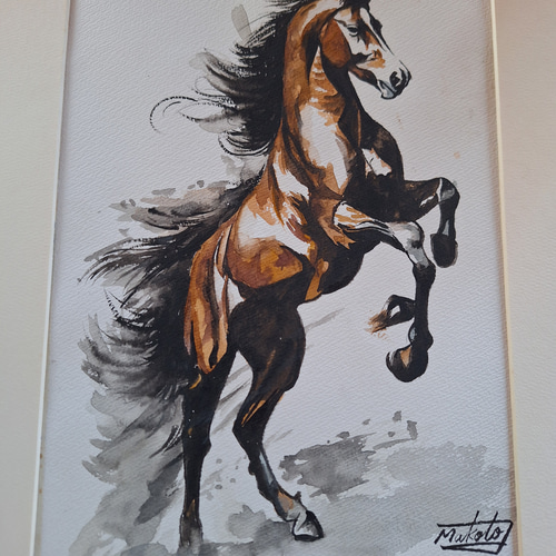 水彩画 暴れ馬 絵画 makochin 通販 17825403｜Creema(クリーマ)