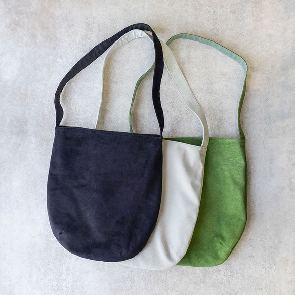 リバーシブル丸みトート（ピッグスエード＆リネン）【ブラック】【軽量】 cm ブラック 柔らかく