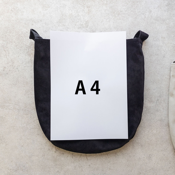 リバーシブル丸みトート（ピッグスエード＆リネン）【ブラック】【軽量】 cm ブラック 柔らかく