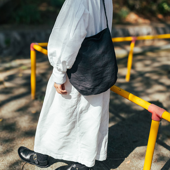 リバーシブル丸みトート（ピッグスエード＆リネン）【ブラック】【軽量】 cm ブラック 柔らかく