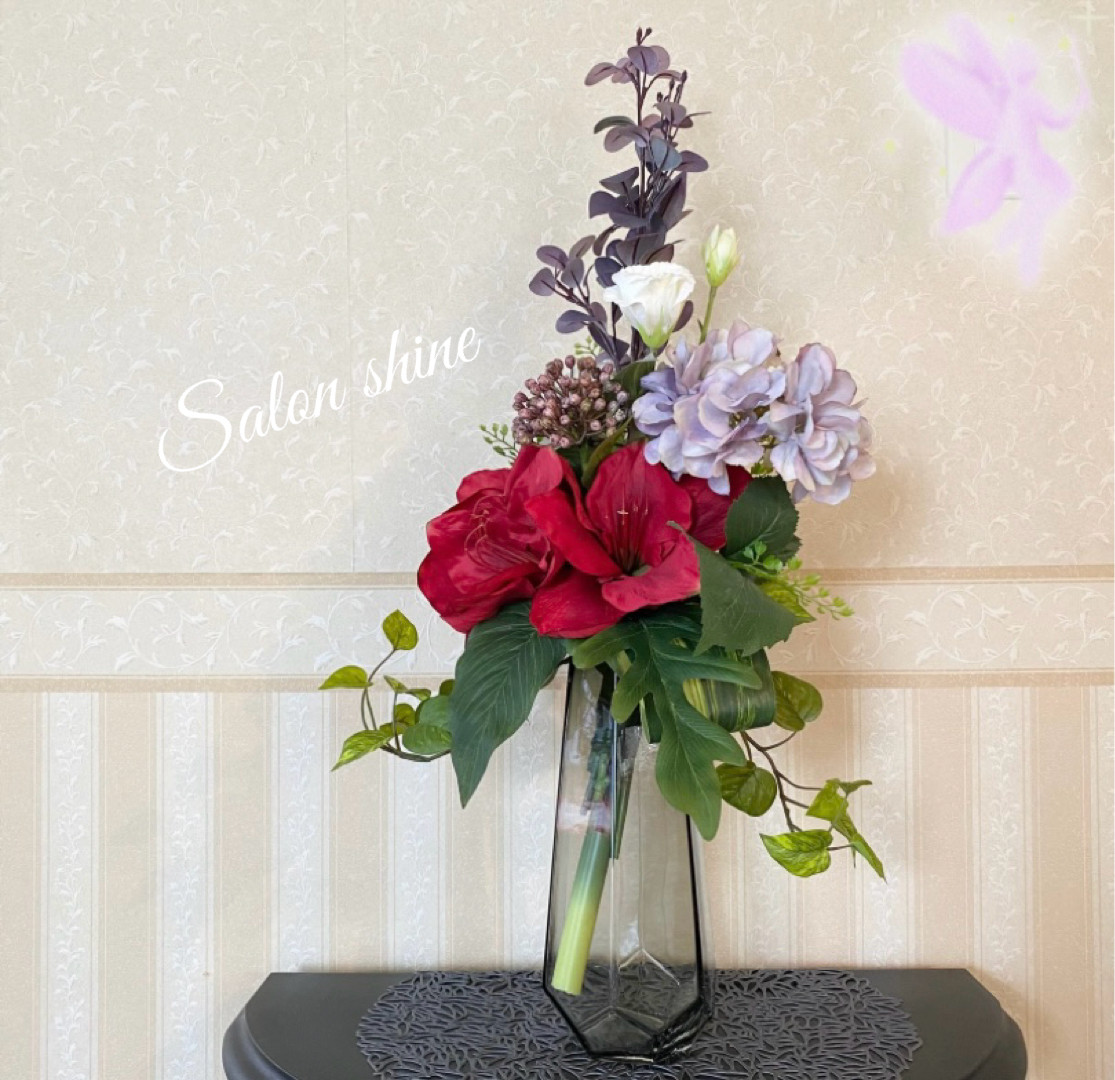 〜アマリリスと紫陽花アレンジ〜＊30×70cm＊