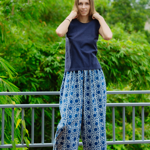 ブロックプリントワイドパンツ SZ BLOCKPRINTS(エスゼット ブロック  