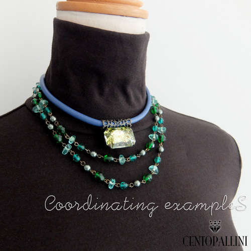 9ピンつなぎのチェコガラス チェーン ロングネックレス、4色展開の