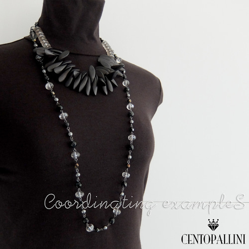 9ピンつなぎのチェコガラス チェーン ロングネックレス、4色展開の