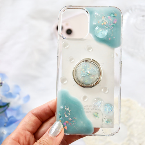 りょうたいそらうみページ★押し花ケース ❤かすみ草ドレス 押し花ケースiPhone16e/SE/Xperia10VI