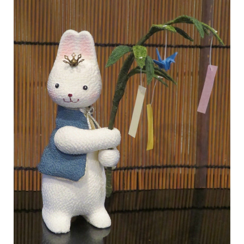 七夕さま　七夕飾り　創作ちりめんうさぎ人形　ちりめんうさぎ人形　古布 1_217da59697737a8154d20f212435