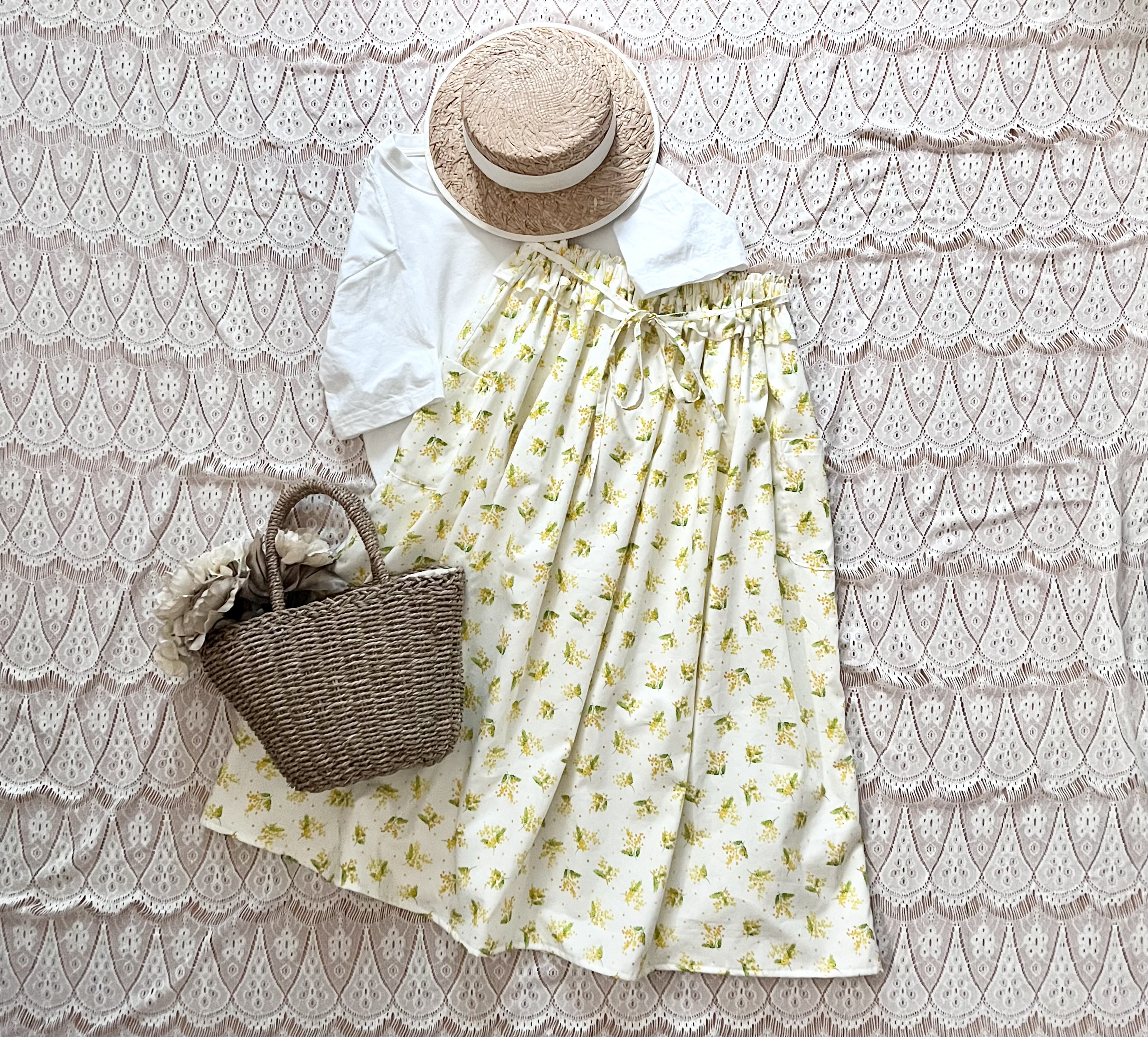 ※SALE エプロン風スカート　ミモザ