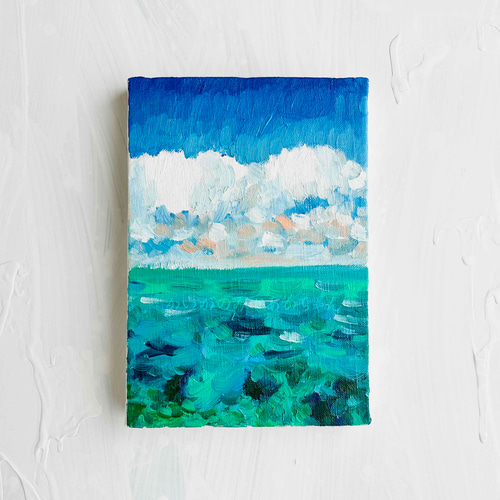 原画「朝の海 8」サムホール・油彩画 （16×23㎝「朝の風景