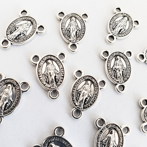 ロザリオ 7つのメダルセット オニキス8mm32インチ スターリングシルバー ロザリオ 7つのメダルセット オニキス8mm32インチ スターリングシルバー