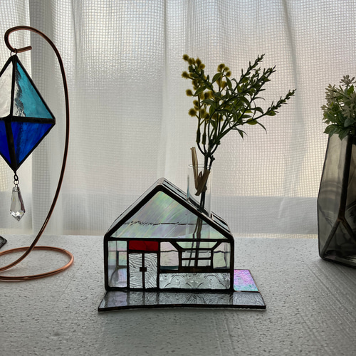 ステンドグラス　一輪挿し ステンドグラス一輪挿し/ブルー 花器 花瓶 インテリア雑貨・生活道具